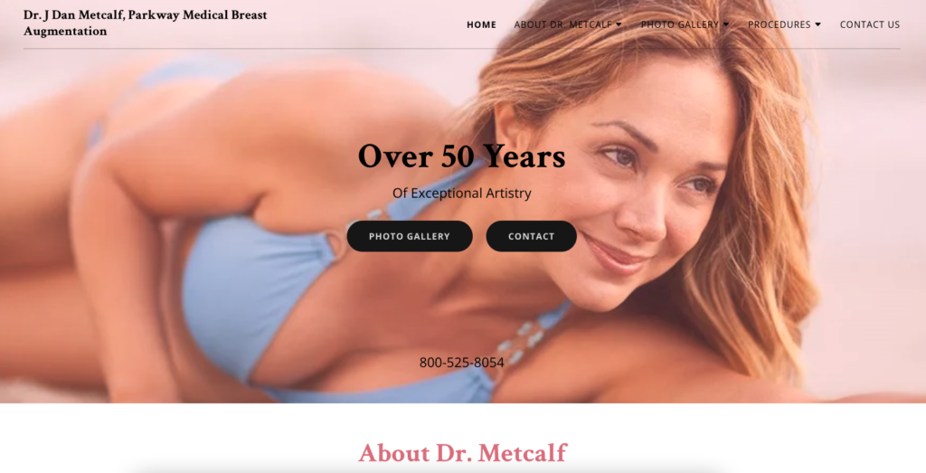 Website for Parkway Medical, Plastic Surgery